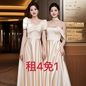复古姐妹团裙高级礼服小众平时可穿 出租伴娘服租赁缎面服2025新款