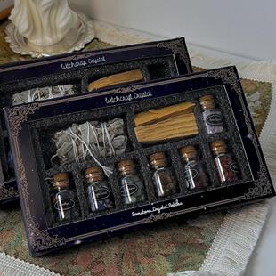 秘鲁圣木香薰白鼠尾草水晶原石碎石瓶套装空间净化冥想