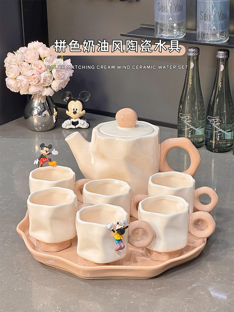 高颜值的陶瓷水壶，茶杯，一套家庭客厅，待客之道，饮杯，一套乔