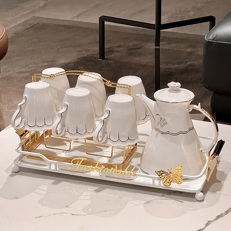 启派轻奢水壶茶杯套装家用客厅高档待客喝水水杯杯子水具茶具整套