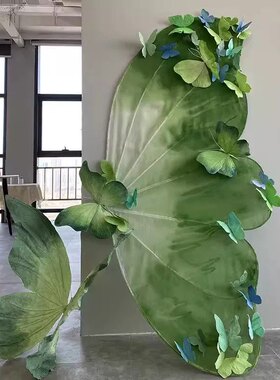 夏天绿色大蝴蝶美陈装饰摆件拍照打卡背景墙场景布置蝴蝶艺术装置