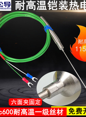 K型铠装热电偶Inc600高温一级炉温检测温度传感器191探针可弯曲