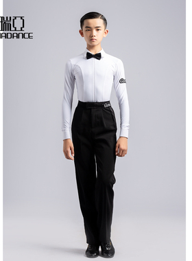 歌瑞亚少儿舞服新款男童拉丁摩登舞白衬衫长裤表演比赛规定服5103