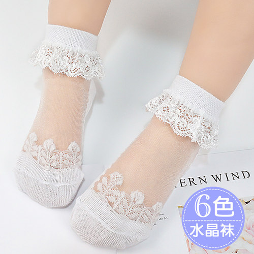女童公主超薄蕾丝纯棉夏季袜子