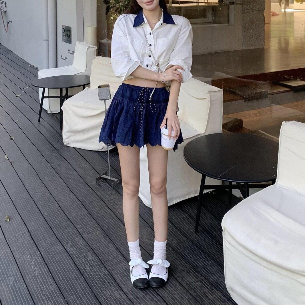 时尚漂亮长袖衬衫女装2026年新款搭配a字半身裙短裙学院风套装潮