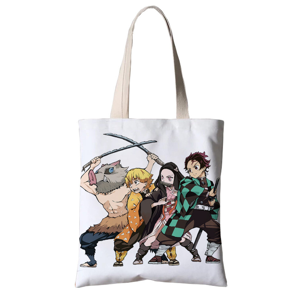 鬼灭之刃动漫画cos周边同款帆布袋子手提学生单肩背包DIY来图定制