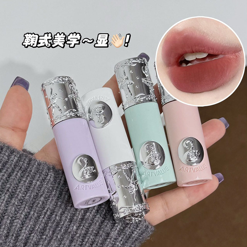 nicekey天鹅邂逅雾面丝绒唇泥 灰粉系素颜显白哑光易上色口红