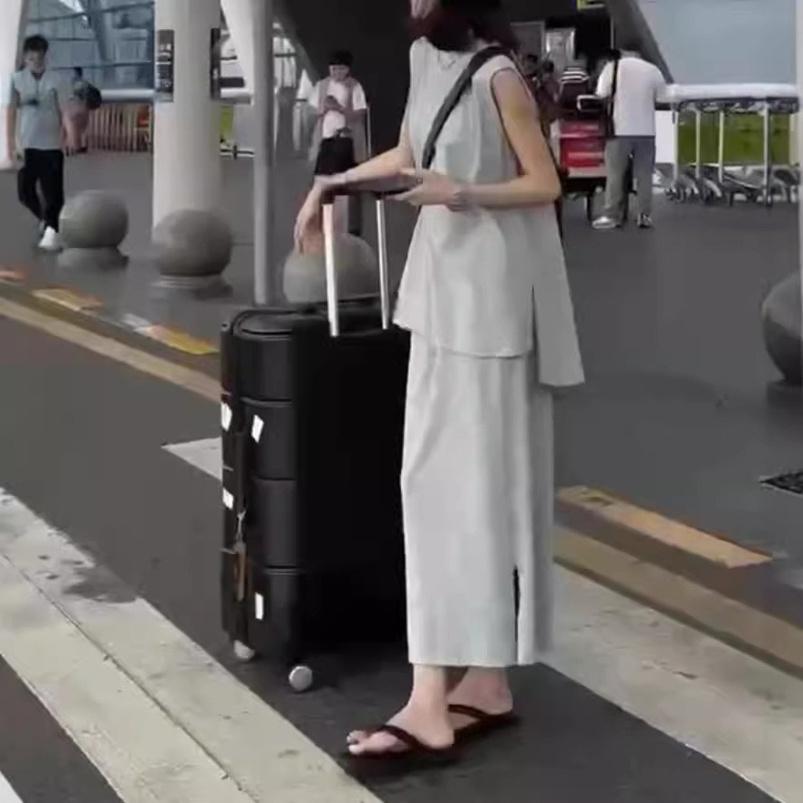 日系gentle motto夏季新款无袖不规则上衣时尚宽松半身裙显瘦