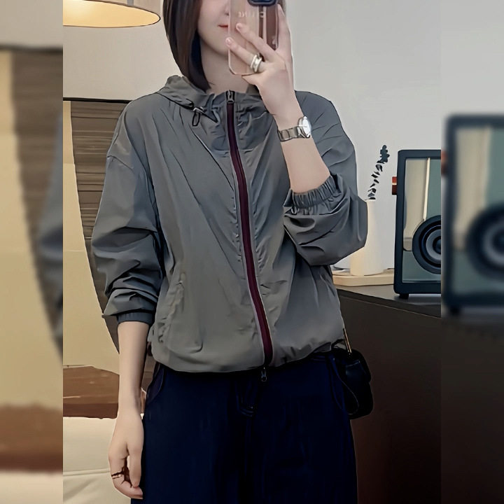 日系cherrykoko新款宽松连帽防晒衣女外套薄款小个子夏季显瘦穿搭