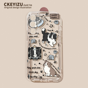 适用三星s24ultra手机壳全包s23+超薄s22直边透明s21plus软硅胶s20fe防摔s10+可爱英文小狗Galaxy保护套5G女