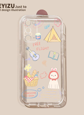 复古手绘兔子适用三星a72手机壳防摔a71/a70/a60软硅胶a52/a51/a50透明a40s/a32/a31全包a30s/a22/a21/a12/a9