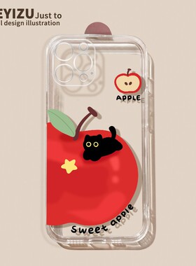 红苹果猫适用华为13nova pro手机壳nova11/12ultra新款高级Nova10se夏季透明9/8/7/6硅胶5/4/3散热个性保护套