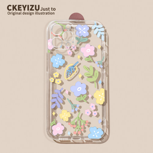 适用手机壳J7903蓝紫碎花苹果14