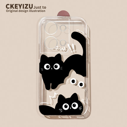 适用于opporeno11手机壳新款reno10pro+软硅胶reno9/8全包reno7se透明reno6黑白猫咪reno5k卡通春夏OPPO防摔