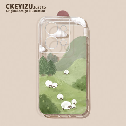 适用于opporeno9手机壳软硅胶reno8pro+简约绵羊reno7se全包防摔Reno6直边透明风景5k超薄5g保护套oppa男女潮