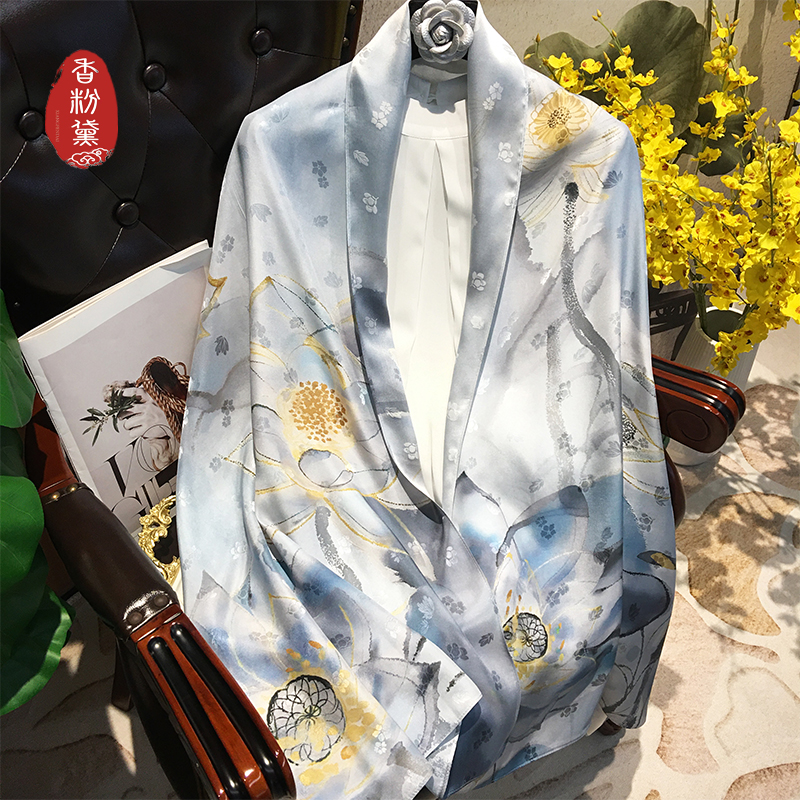 春夏高级提花100%桑蚕丝真丝长巾丝巾女2025新款妈妈礼物长辈礼盒