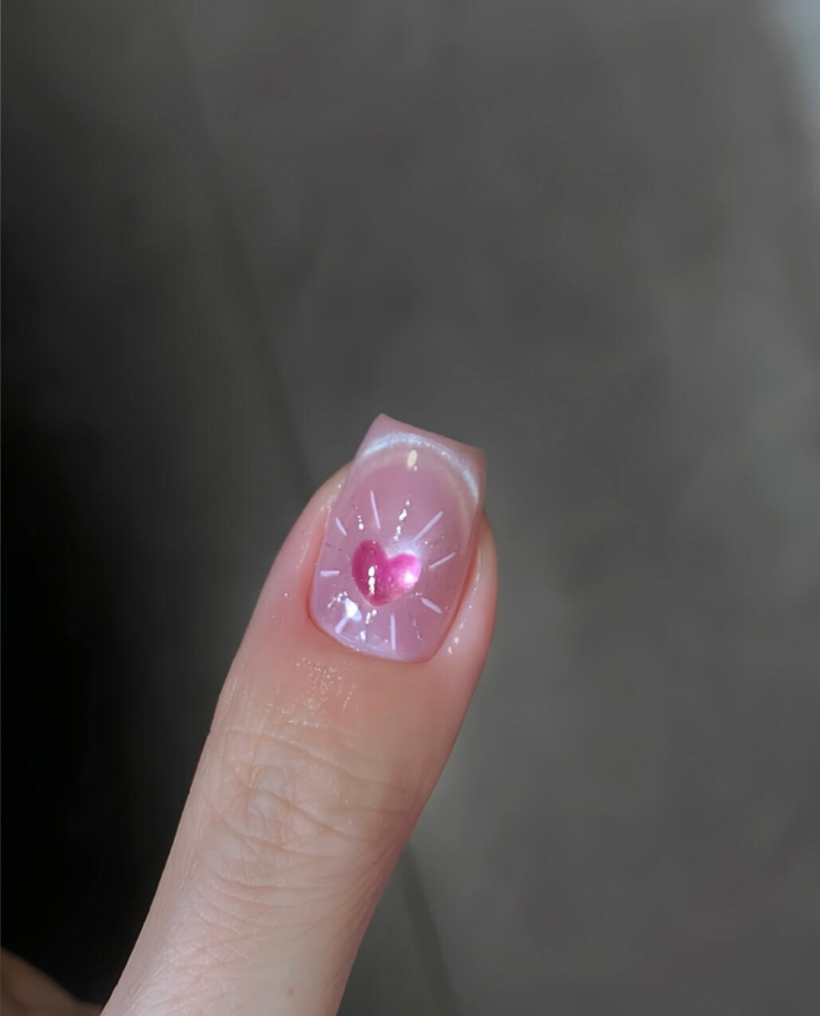 神谕可爱少女爱心日常版猫眼爆闪爱心玻璃珠手绘纯手工穿戴甲短款