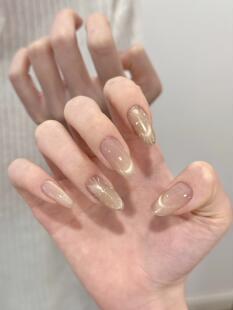 【神諭圣光】中长款法式十字架甜酷风猫眼法式穿戴甲高级设计美甲