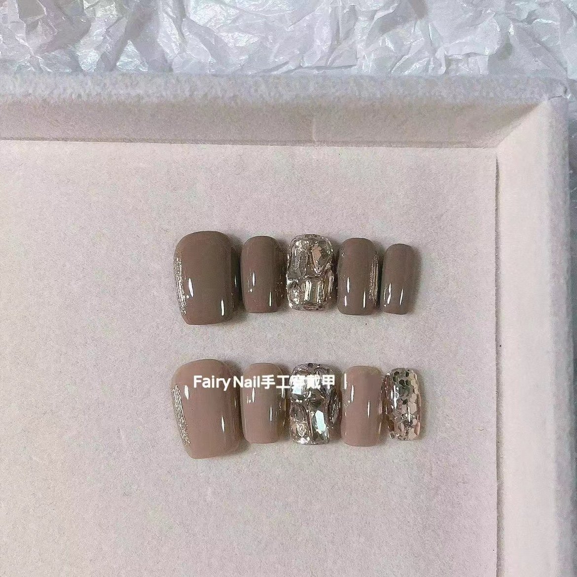 Fairy春秋新款热可可巧克力焦糖色鸳鸯手工定制短款穿戴甲片显白,彩妆/香水/美妆工具,穿戴甲/甲片,淘宝优惠券,粉丝福利购,淘宝优惠卷