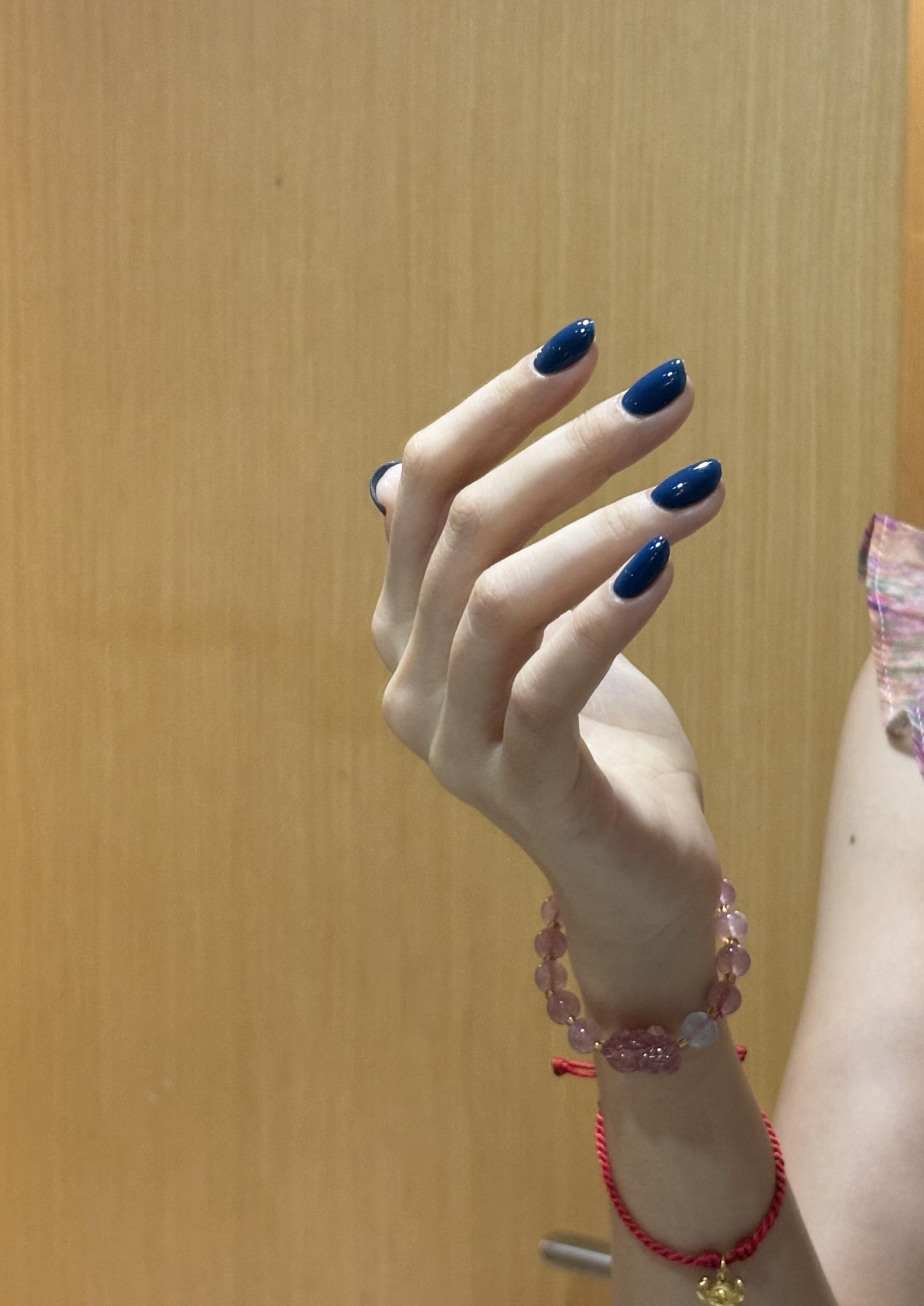 Fairy nail·高定色复古孔雀蓝纯色黄黑皮显白纯手工穿戴甲假指甲