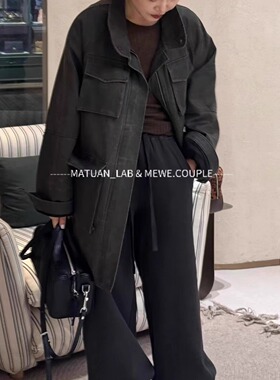 现货2025REFOUND TEN秋冬新款设计师复古做旧PU外套