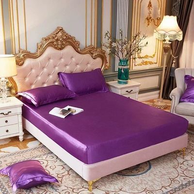 High End Satin Silky Fitted Bed Sheet Luxury Home Solid Sing