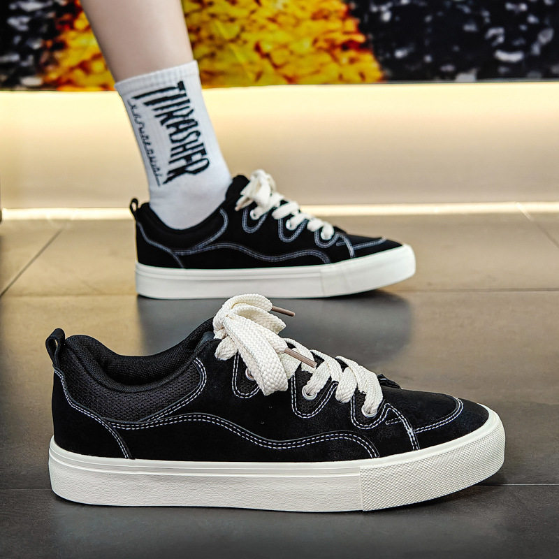男鞋子潮鞋2025年新款低帮帆布鞋男生韩版百搭运动小众设计滑板鞋