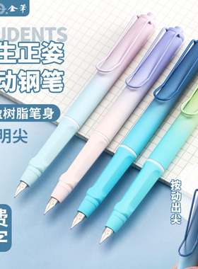 永生3066学生正姿渐变色按动钢笔消字笔可擦高颜值三年级专用学生书法练字按动钢笔可替换3.4mm墨囊免费刻字