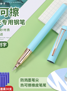 永生wingsung钢笔3529A热可擦墨囊钢笔易堵笔小学生专用正姿可吸墨免费刻字金属肤感可替换墨囊练字钢笔