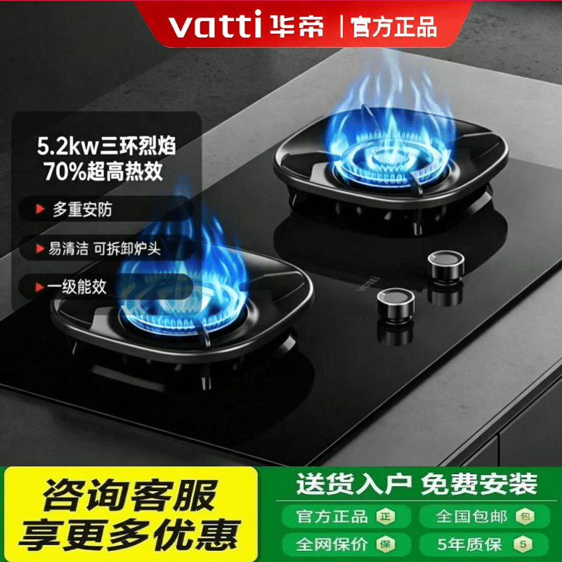 Vatti/华帝 i10309L/i10309家用嵌入式燃气双灶台嵌两用灶气灶具