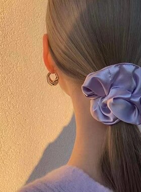 22姆米真丝大肠发圈女章小姐同款桑蚕丝发绳不留痕黑色头绳无痕