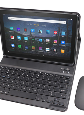 适用亚马逊Fire HD10第十一代/11th保护套带蓝牙键盘鼠标HD10Plus全包边软壳平板电脑10.1英寸皮套防摔支架