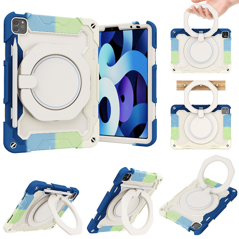 适用苹果ipadpro11保护套防摔iPad平板电脑Air4/5全包边软壳硅胶10.9/11英寸360旋转横竖支架手环持挂肩绳
