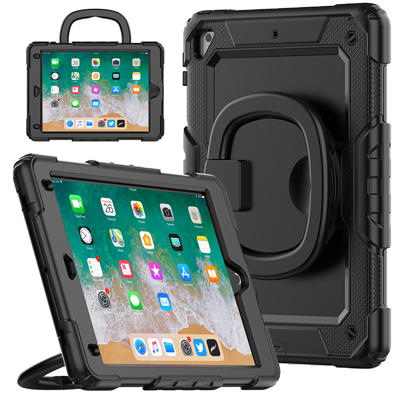 适用2018ipad9.7保护套手环持苹果ipad5/6全包边软壳硅胶防摔Pro9.7平板air1/2电脑A1822/1893旋转支架挂肩绳