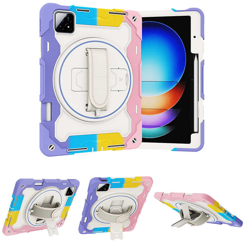 适用Xiaomi Pad 6S Pro保护套带笔槽小米平板7S电脑12.4英寸12.5全包边软壳防摔硅胶360旋转支架手托持挂肩绳