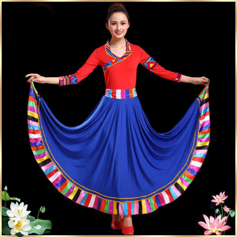 特价藏族舞蹈演出服装女成人广场舞服装新款套装民族风长裙子分体