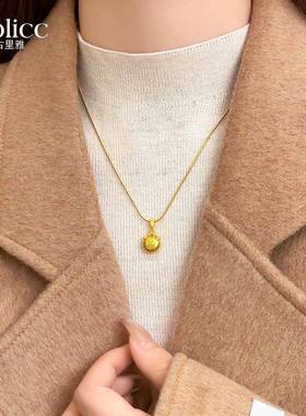 2025新款爆款古法沙金富贵吊坠毛衣项链女轻奢高级感小众颈链配饰