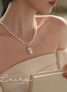 巴洛克白珍珠冬季毛衣项链女款2024新款爆款女高端毛衣链轻奢小众