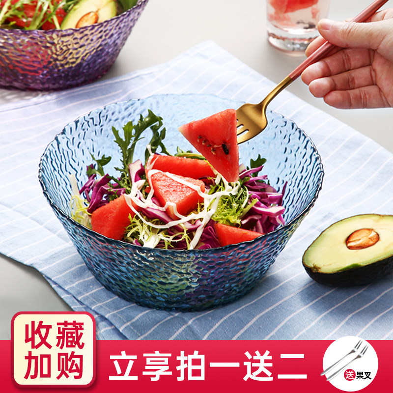 Japanese hammer design crystal clear glass bowl with gold edge