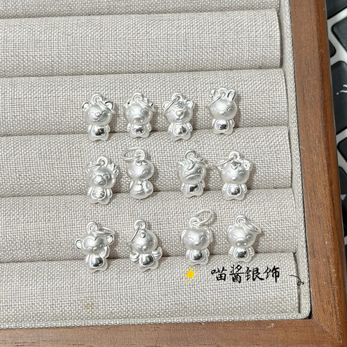 足银999十二生肖迷你小吊坠提溜3D硬银纯银可diy配饰本命年龙虎马