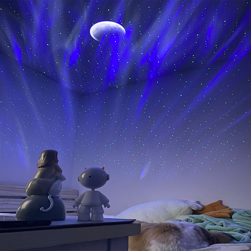 优选色款】北极光星空投影氛围灯卧室月亮投影仪小W夜灯满天星礼.