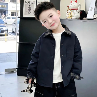 双面穿男童女童2026春秋新款中小童洋气上衣格子衬衫外套爆款春款