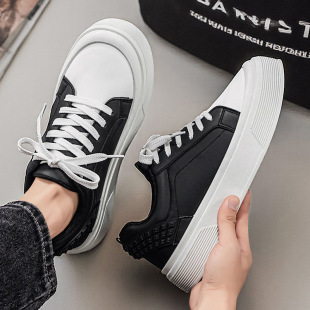 黑色厚底百搭上班工作潮鞋 男鞋 青少年休闲运动板鞋 春季 2026年新款