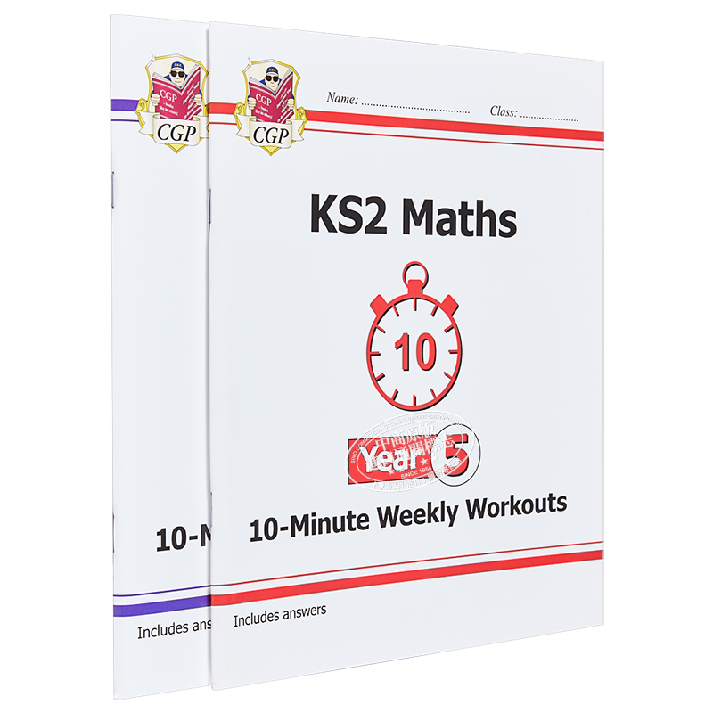 英国CGP教材 KS2 10-Minute Weekly Workouts 小学五年级数学英语十分钟小测周周练 趣味练习 思维培养 9-10岁