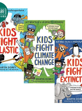 预售 英文原版两分钟英雄科普绘本3册 2 minute Superhero 反对塑料垃圾Kids Fight Plastic应对气候变化Climate Change 又日新
