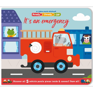 拼图书 在马路上 Ready Steady Go It's An Emergency jigsaw playbook 英文原版 儿童纸板绘本 亲子低幼纸板书 又日新