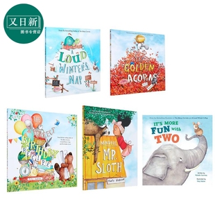 Katy Hudson 插画儿童绘本5册 英文原版绘本故事 黄金橡子 生日餐单 冬眠 请注意树懒先生 两个一起更有趣 又日新