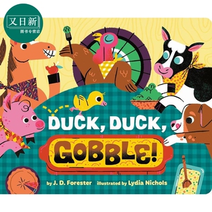 进口低幼童书 又日新 Duck 儿童纸板绘本 纸板书 英文原版 Nichols Gobble 亲子 鸭子 动物故事图画书 Lydia