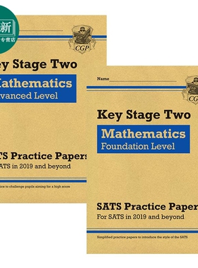 英国CGP原版 KS2 数学 SATs 有针对性的小升初考试 练习试卷 基础+提高套装2册 2022年考试适用 含答案 自学自测