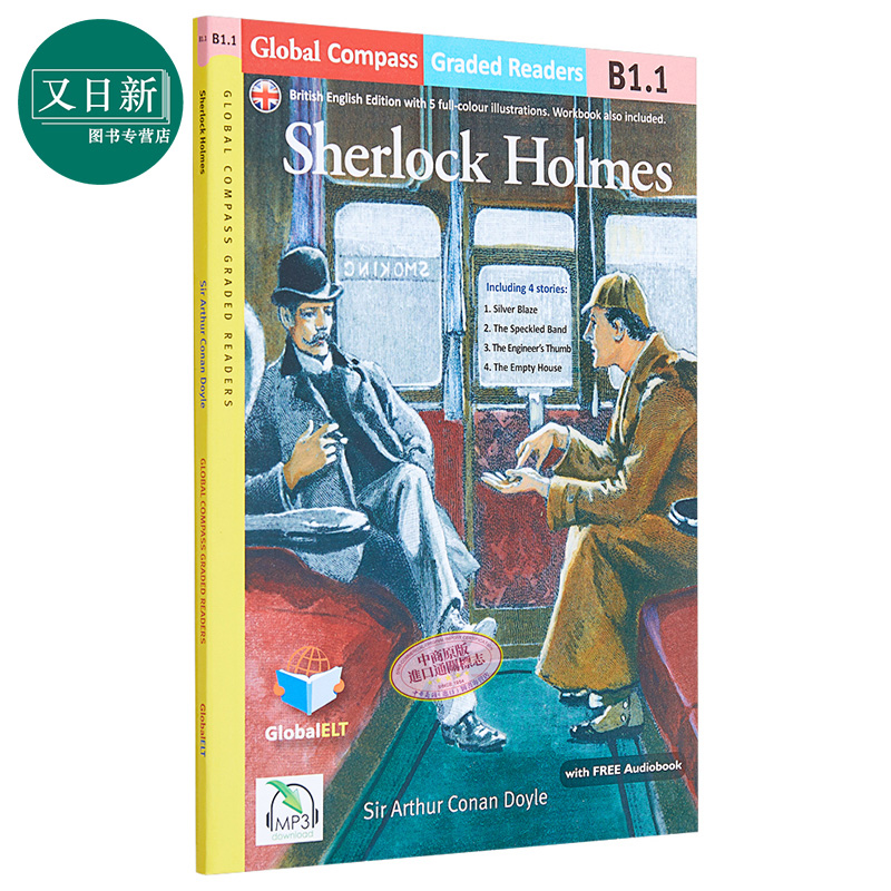 Sherlock Holmes 夏洛克·福尔摩斯 B1.1级 Global ELT Graded Reader 配在线音频不含CD 书籍/杂志/报纸 儿童读物原版书 原图主图